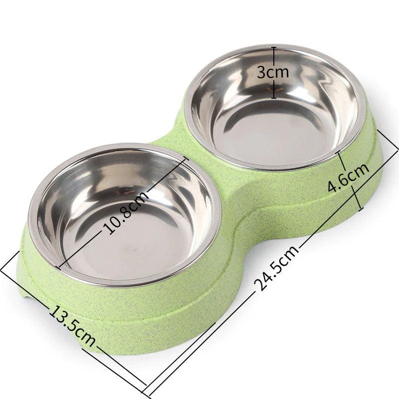 Stylish Stainless Steel Double Pet Feeder - Premium Food And Water Bowls For Cats, Dogs, And Puppies