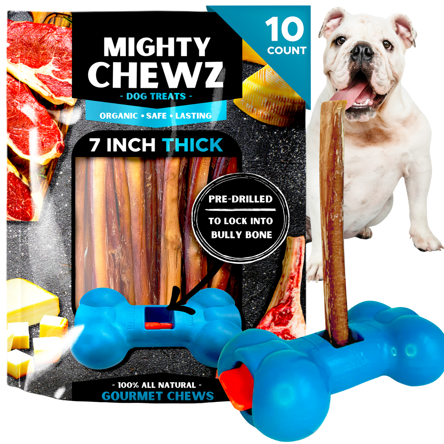 7" Thick Bully Sticks - Bully Bone Included