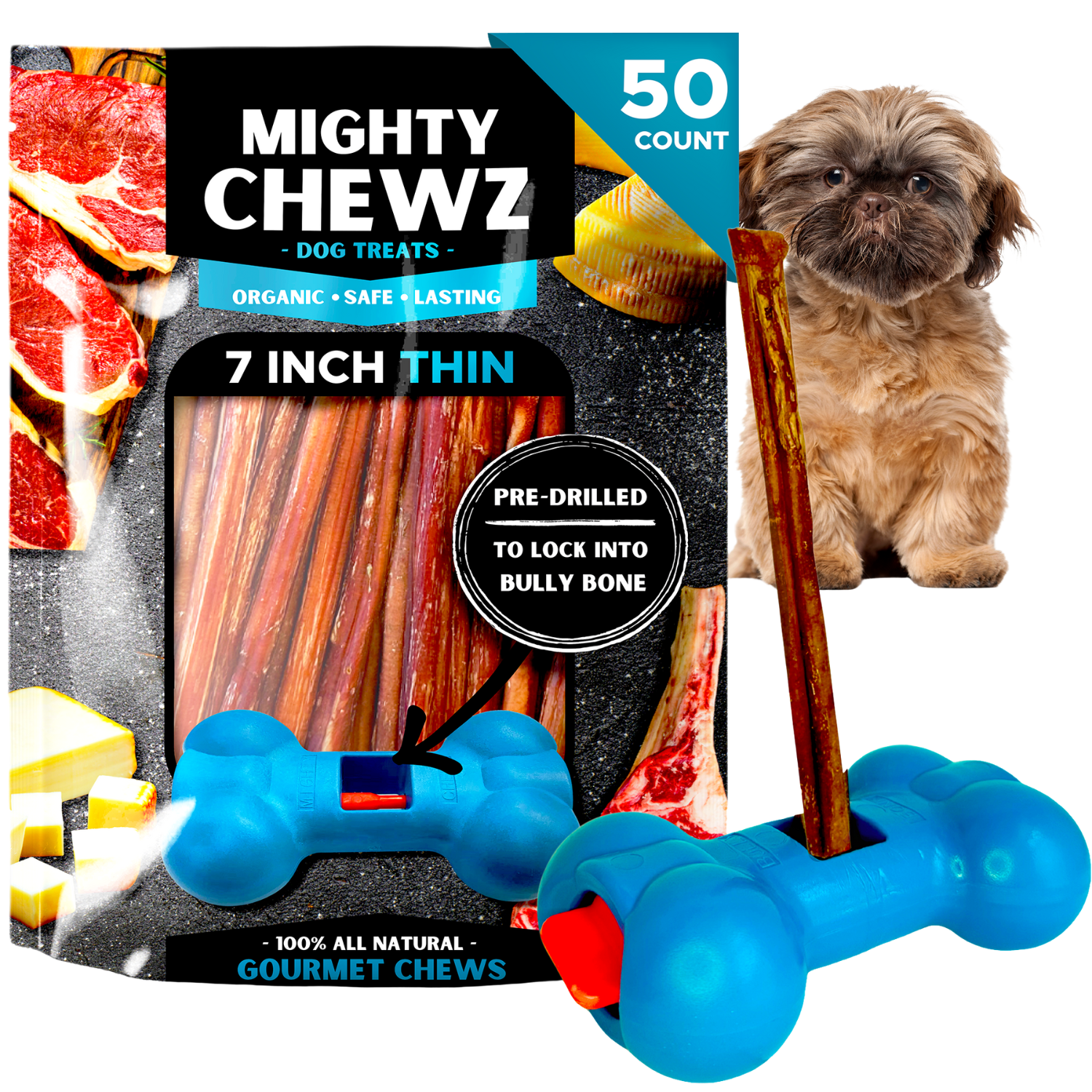 7" Thin Bully Sticks - Bully Bone Included