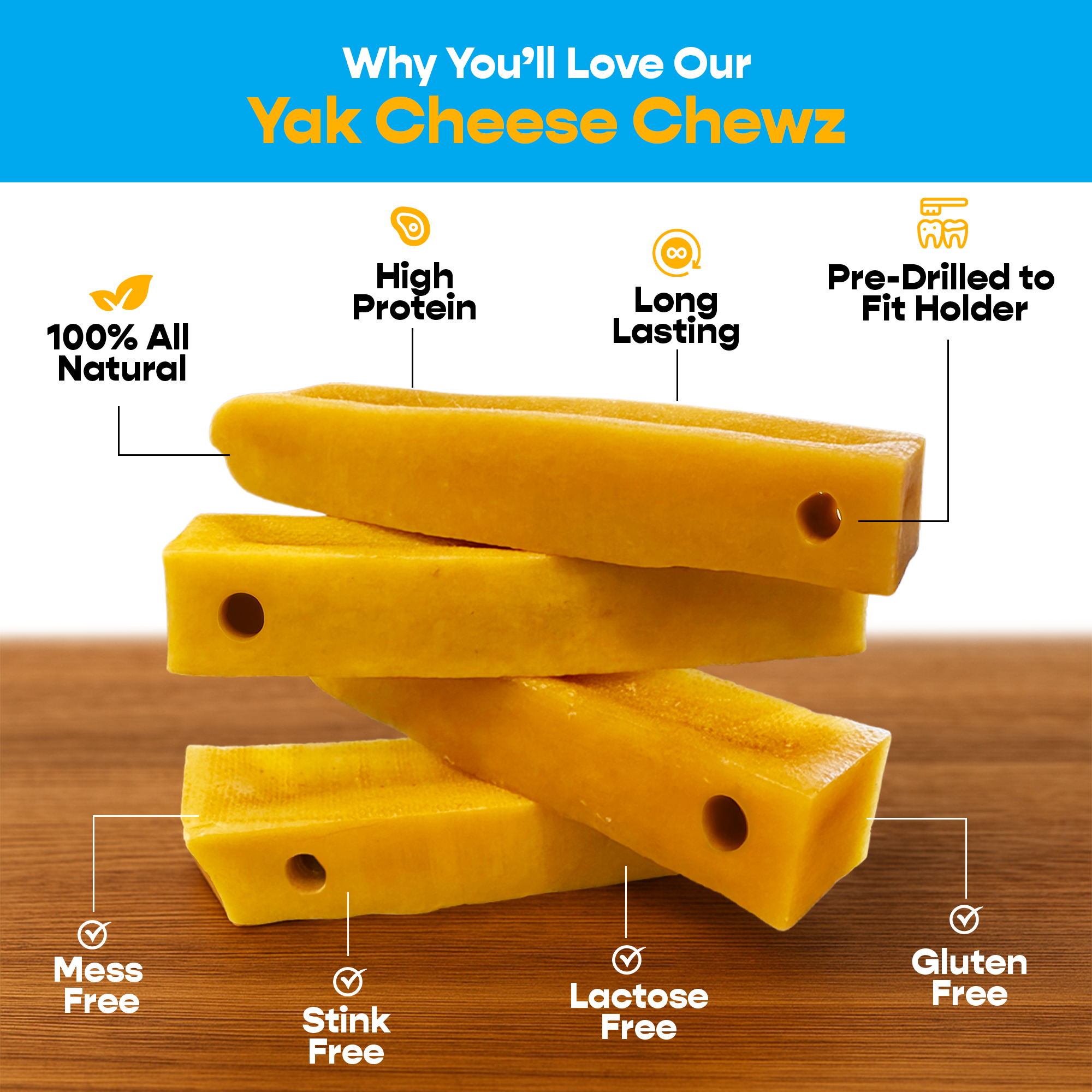 4 Pack Small Yak Cheese - Bully Bone Pro Included