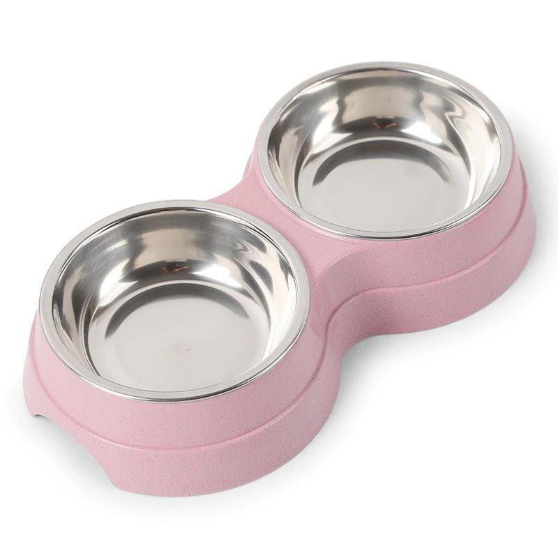 Stylish Stainless Steel Double Pet Feeder - Premium Food And Water Bowls For Cats, Dogs, And Puppies